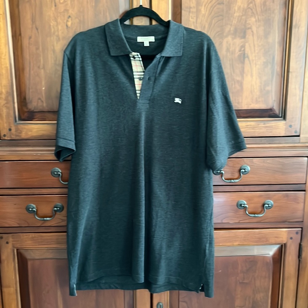 Burberry mens classic fit polo dark charcoal mei